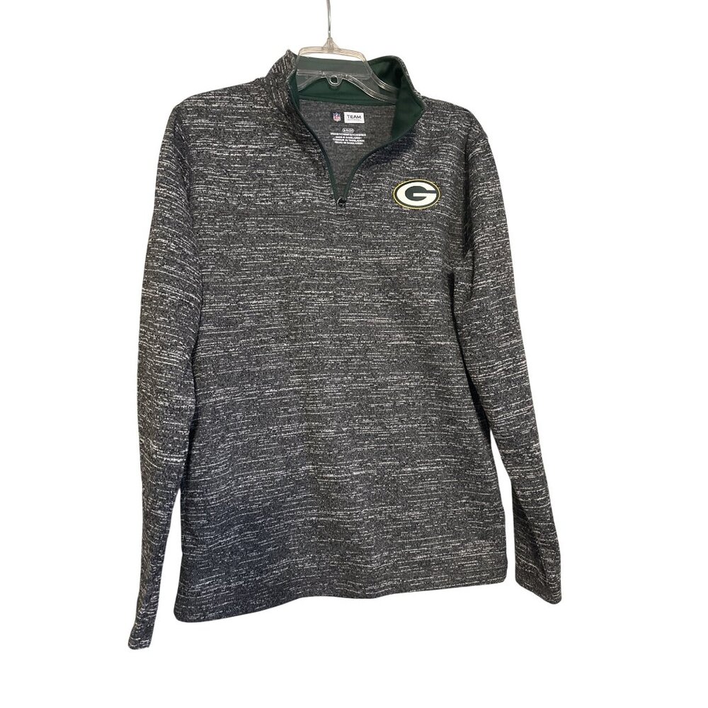 NFL Green Bay Packers Mens Gray Quarter-Zip Pullover Sweatshirt By Team Apparel